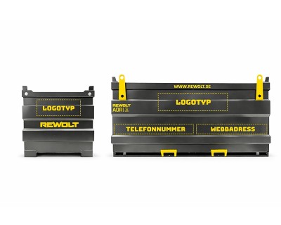 Dekalering företagsuppgifter och logo